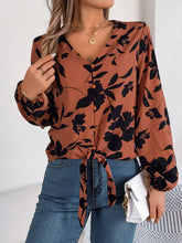 Load image into Gallery viewer, Printed V-Neck Long Sleeve Blouse
