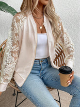 Load image into Gallery viewer, Lace Baseball Collar Zip Up Jacket
