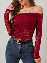Load image into Gallery viewer, Off-Shoulder Long Sleeve Lace Top
