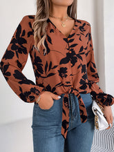 Load image into Gallery viewer, Printed V-Neck Long Sleeve Blouse
