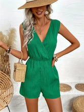 Load image into Gallery viewer, Textured Surplice Sleeveless Romper
