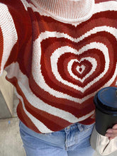 Load image into Gallery viewer, Heart Mock Neck Long Sleeve Sweater
