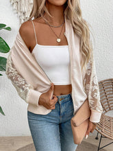 Load image into Gallery viewer, Lace Baseball Collar Zip Up Jacket

