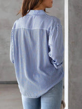 Load image into Gallery viewer, Striped Collared Neck Long Sleeve Shirt
