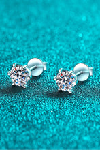 Load image into Gallery viewer, 1 Carat Moissanite Rhodium-Plated Stud Earrings
