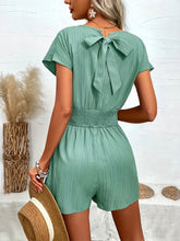 Load image into Gallery viewer, Tied Surplice Short Sleeve Romper
