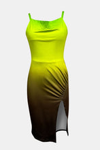 Load image into Gallery viewer, Slit Ruched Gradient Cami Dress - hc
