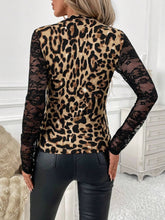 Load image into Gallery viewer, Lace Patchwork Mock Neck Long Sleeve Top
