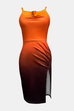 Load image into Gallery viewer, Slit Ruched Gradient Cami Dress - hc
