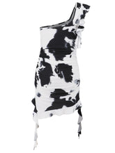 Load image into Gallery viewer, Ruffled Tie-Dye Single Shoulder Mini Dress - hc
