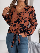 Load image into Gallery viewer, Printed V-Neck Long Sleeve Blouse
