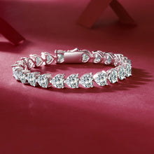 Load image into Gallery viewer, 24 Carat Moissanite 925 Sterling Silver Heart Bracelet
