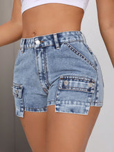 Load image into Gallery viewer, Mid-Rise Waist Denim Shorts with Pockets
