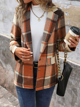 Load image into Gallery viewer, Perfee Plaid Button Down Lapel Collar Blazer

