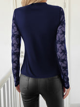 Load image into Gallery viewer, Lace Patchwork Mock Neck Long Sleeve Top
