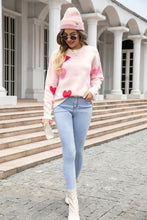 Load image into Gallery viewer, Angel Wings Heart Round Neck Droppped Shoulder Sweater
