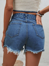 Load image into Gallery viewer, Distressed Raw Hem Denim Shorts
