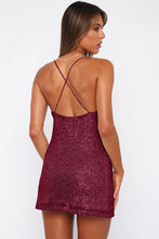 Load image into Gallery viewer, Cowl Neck Contrast Sequin Sleeveless Mini Dress
