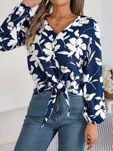 Load image into Gallery viewer, Printed V-Neck Long Sleeve Blouse
