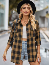 Load image into Gallery viewer, Plaid Collared Neck Button Down Jacket
