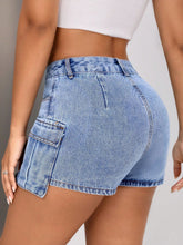 Load image into Gallery viewer, Mid-Rise Waist Denim Shorts with Pockets
