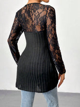 Load image into Gallery viewer, Square Neck Lace Patchwork Long Sleeve T-Shirt
