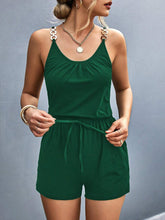 Load image into Gallery viewer, Pocketed Buckle Trim Scoop Neck Romper
