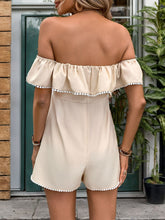 Load image into Gallery viewer, Perfee Tied Ruffled Off-Shoulder Short Sleeve Romper
