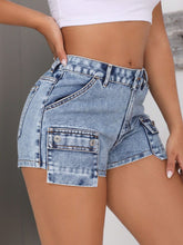 Load image into Gallery viewer, Mid-Rise Waist Denim Shorts with Pockets
