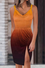 Load image into Gallery viewer, Slit Ruched Gradient Cami Dress - hc
