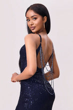 Load image into Gallery viewer, Split Sequin Backless Maxi Cami Dress
