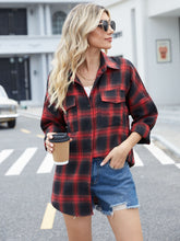 Load image into Gallery viewer, Plaid Collared Neck Button Down Jacket
