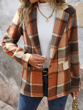 Load image into Gallery viewer, Perfee Plaid Button Down Lapel Collar Blazer
