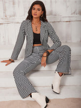 Load image into Gallery viewer, Checkered Blazer &amp; Slit Pants Set
