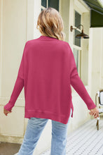 Load image into Gallery viewer, Color Block Round Neck Side Slit Sweater
