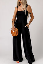 Load image into Gallery viewer, Smocked Square Neck Wide Leg Jumpsuit with Pockets
