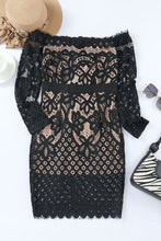 Load image into Gallery viewer, Off-Shoulder Long Sleeve Lace Dress - hc
