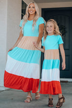 Load image into Gallery viewer, Girls Color Block Round Neck Maxi
