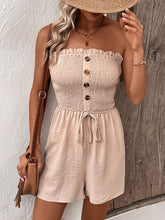 Load image into Gallery viewer, Decorative Button Smocked Strapless Romper
