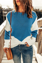 Load image into Gallery viewer, Two-Tone Openwork Rib-Knit Sweater
