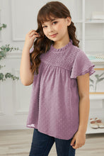 Load image into Gallery viewer, Girls Swiss Dot Smocked Flutter Sleeve
