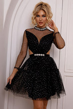 Load image into Gallery viewer, Cutout Mock Neck Mesh Dress hc
