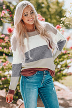 Load image into Gallery viewer, Color Block Drop Shoulder Round Neck Sweater
