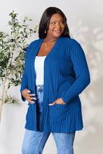 Load image into Gallery viewer, Basic Bae Full Size Ribbed Open Front Cardigan with Pockets
