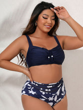 Load image into Gallery viewer, Plus Size Printed Gathered Detail Bikini Set
