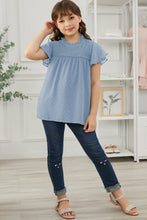 Load image into Gallery viewer, Girls Swiss Dot Smocked Flutter Sleeve
