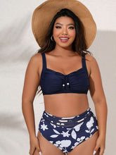 Load image into Gallery viewer, Plus Size Printed Gathered Detail Bikini Set
