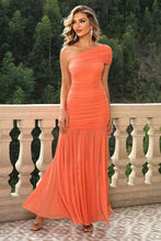 Load image into Gallery viewer, One-Shoulder Ruched Maxi Dress - hc
