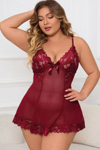 Load image into Gallery viewer, Plus Size Lace Detail Spaghetti Strap Lounge Dress lingerie
