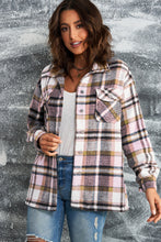 Load image into Gallery viewer, Plaid Button Front Shirt Jacket with Breast Pockets
